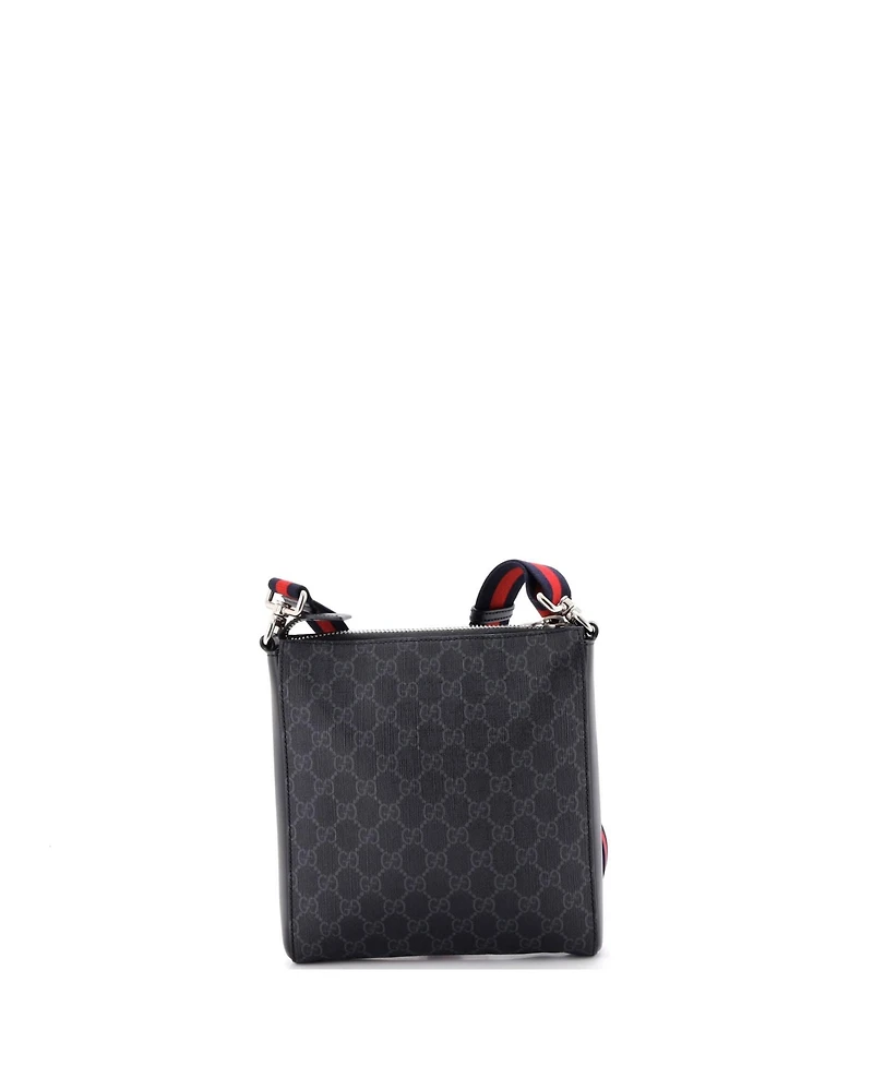 Pre-Owned Gucci Small Web Strap Front Zip Messenger Bag Gg Coated Canvas
