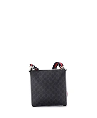 Pre-Owned Gucci Small Web Strap Front Zip Messenger Bag Gg Coated Canvas