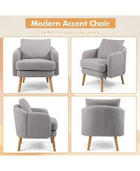 Sugift Sherpa Accent Chair Modern Living Room Chair with Seat Cushion