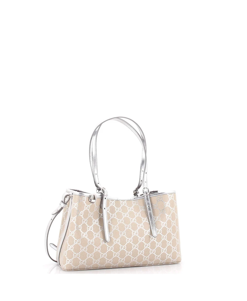 Pre-Owned Gucci Small Emblem Tote Gg Coated Canvas