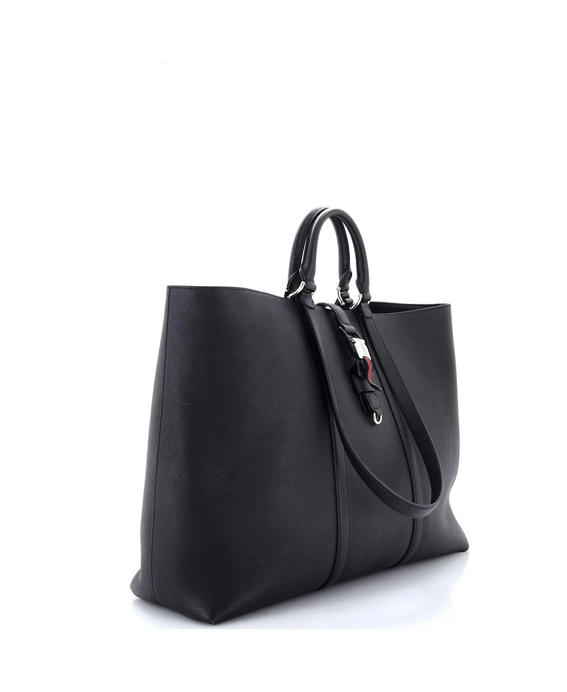 Pre-Owned Gucci Xl Web Buckle Top Handle Tote Leather