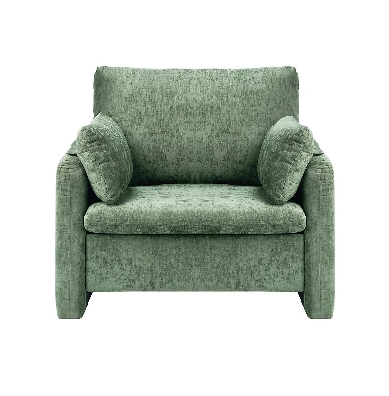 Sugift Accent Chair Modern Fabric Armchair with Arched Backrest for Living Room