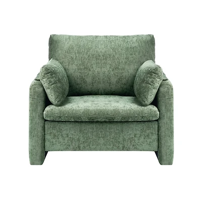 Sugift Accent Chair Modern Fabric Armchair with Arched Backrest for Living Room