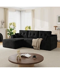 homfan 105" L-Shaped Cloud Sectional Sofa with Deep Seats, Corduroy Upholstery and Chaise, No Assembly Required, for Living Room