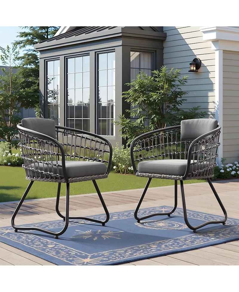 Pellebant Outdoor Patio Wicker Dining Chairs Pe Rattan Seating Set with Cushion
