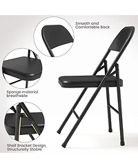 homfan Set of 4 Folding Chairs with Padded Cushion – Steel Frame, Foldable and Stackable for Indoor Outdoor Home Office Wedding Events