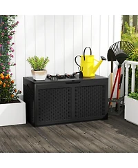 Sugift 100 Gallon Resin Deck Box Outdoor Waterproof Storage Bench