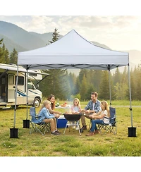 Sugift 10 x 10 Feet Pop-Up Canopy Tent with 3 Sidewalls and Awning for Party Picnic Event