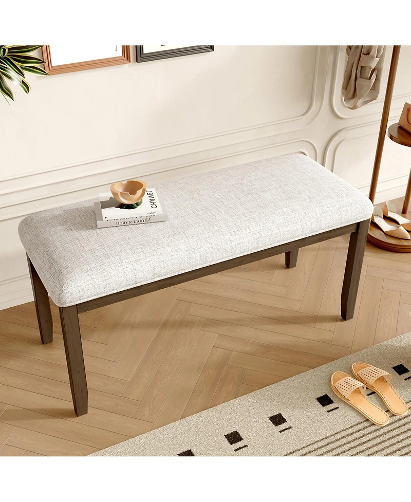 sumyeg Upholstered Bedroom Bench with Padded Seat and Solid Wood Legs for Entryway or Dining Room