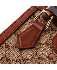 Pre-Owned Gucci Mini Diana Nm Bamboo Handle Tote Crystal Embellished Gg Canvas