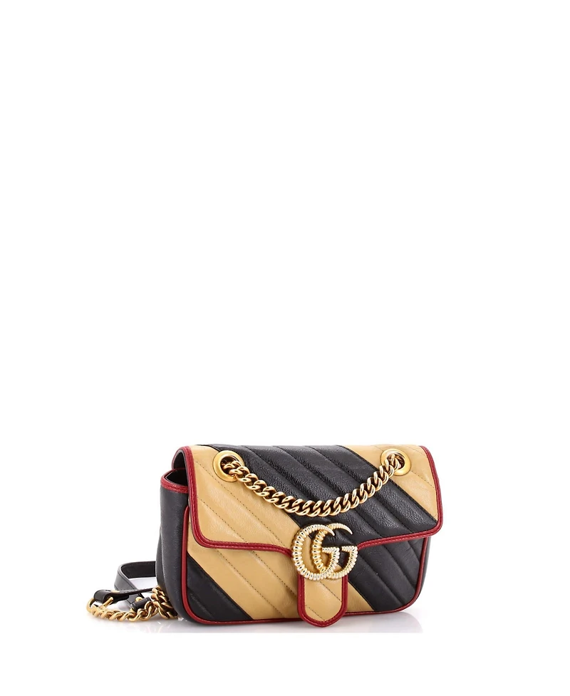 Pre-Owned Gucci Mini Gg Marmont Flap Bag Diagonal Quilted Leather