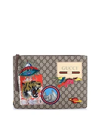 Pre-Owned Gucci Courrier Messenger Bag Gg Coated Canvas with Applique