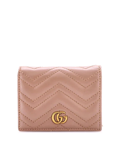 Pre-Owned Gucci Gg Marmont Flap Card Case Matelasse Leather