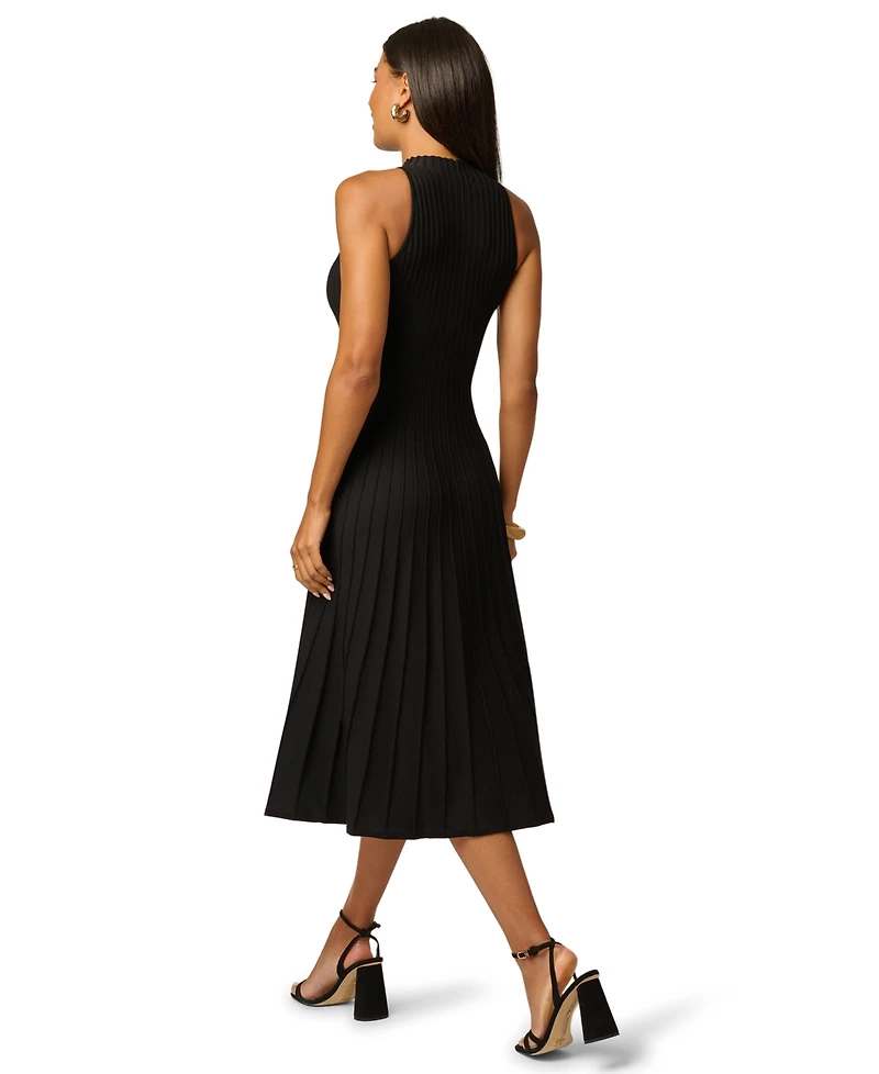 Adrianna Papell Women's Mock Neck Side-Cutout Rib-Knit Midi Dress