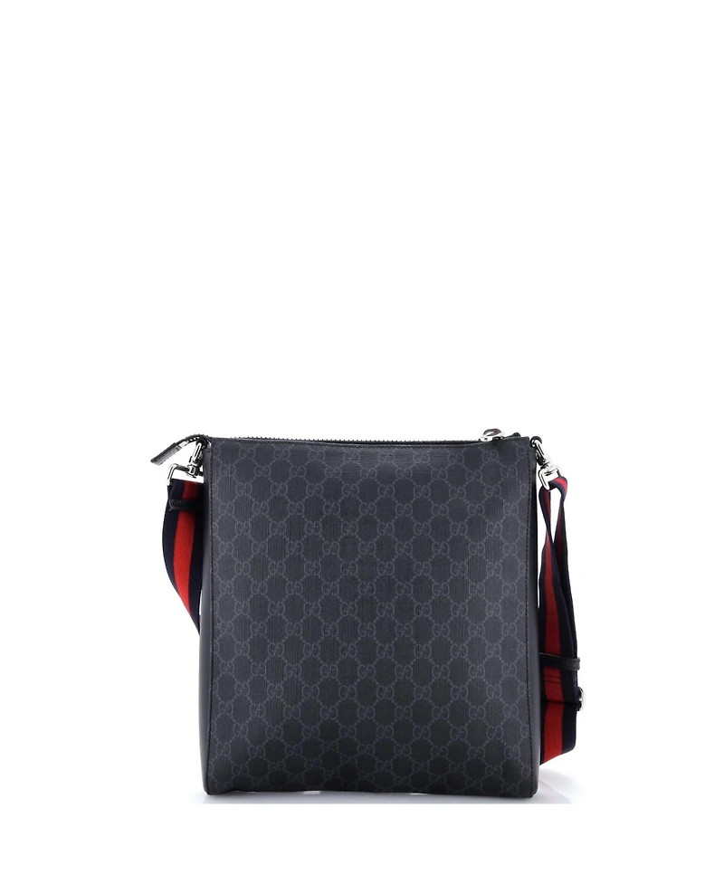 Pre-Owned Gucci Medium Web Strap Front Zip Messenger Bag Gg Coated Canvas