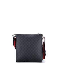 Pre-Owned Gucci Medium Web Strap Front Zip Messenger Bag Gg Coated Canvas