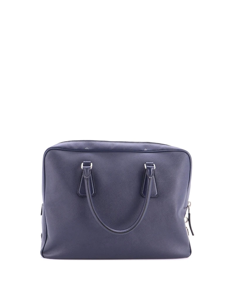 Pre-Owned Prada Large Zip Around Briefcase Saffiano Leather
