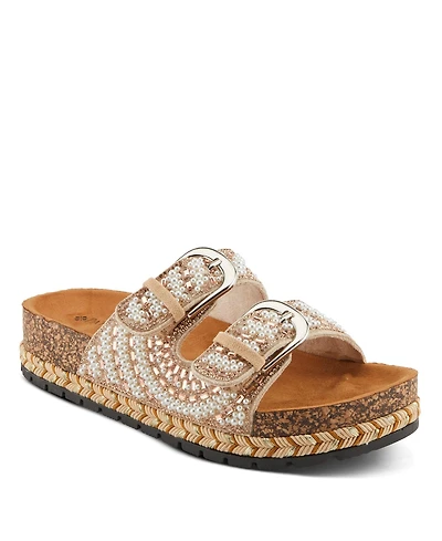 Patrizia Women's Pearline Pearl & Crystal Beaded Slide Wedge Sandals