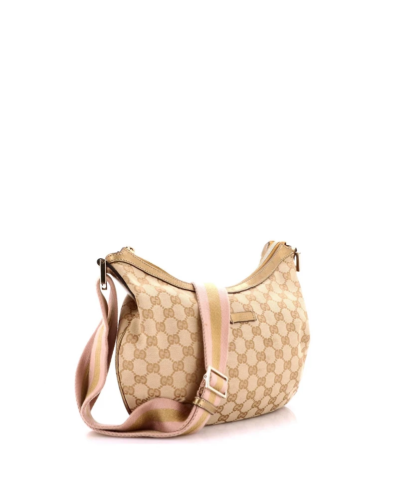 Pre-Owned Gucci Medium Saddle Zip Messenger Bag Gg Canvas with Leather