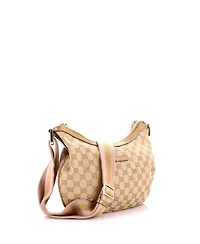 Pre-Owned Gucci Medium Saddle Zip Messenger Bag Gg Canvas with Leather
