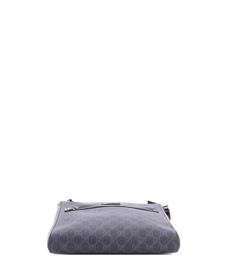 Pre-Owned Gucci Medium Web Strap Front Zip Messenger Bag Gg Coated Canvas