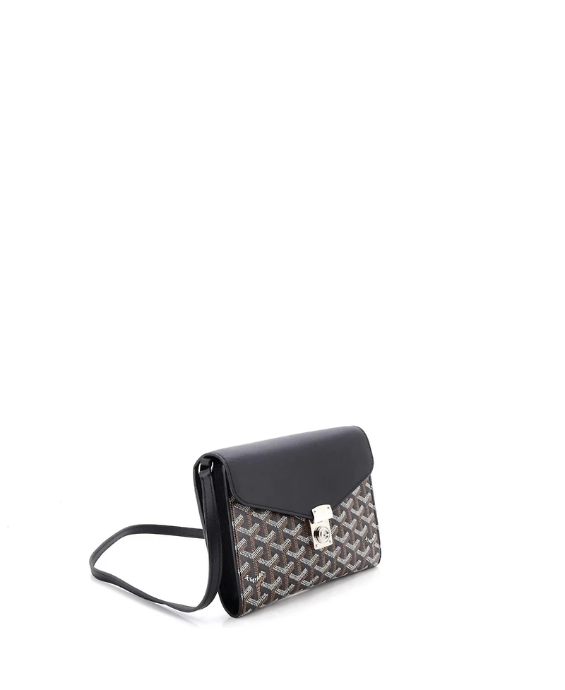 Pre-Owned Goyard Chypre Wallet on Strap Coated Canvas with Leather