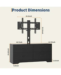 gaomon Tv Stand with Mount - Modern Entertainment Center, 6-Drawer Rattan Dresser for 32-85 Inch TVs