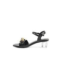 Icicle Clear Low Heel Metal Chain Sandals