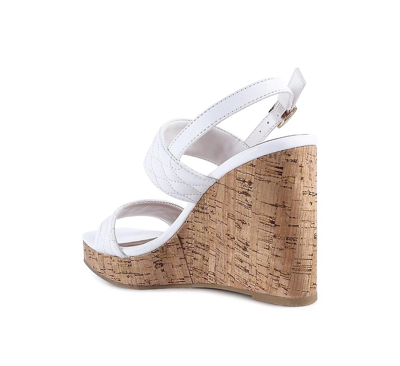 mohana quilted high wedge heel sandals