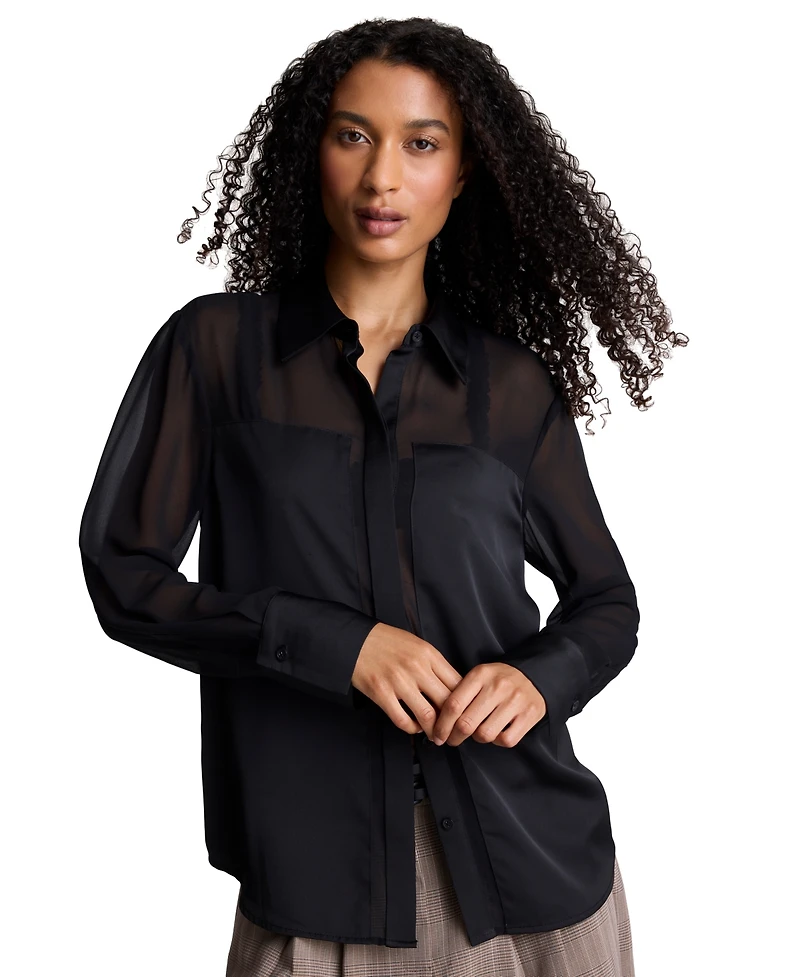 Kenneth Cole Women's Long-Sleeve Button Front Shirt