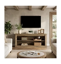 Tribesigns 63" Tv Stand for TVs up to 70", Rustic Television Stand with 2 Open Shelves, Wooden Entertainment Center