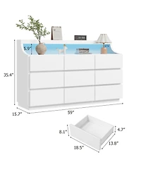 gaomon 9 Drawer Dresser for Bedroom, Handle-Free Storage Cabinet, Anti-Tipping, for Living Room and Entryway