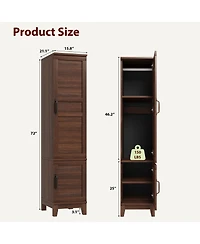 gaomon Heavy Duty Wooden Armoire Wardrobe Closet – 2 Doors, 72" Tall, Hanging Rod, 18 Adjustable Shelves, Narrow Bedroom Storage Organizer