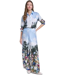 Karl Lagerfeld Paris Women's Scene Printed Pull-On Pants