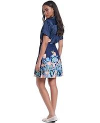 Karl Lagerfeld Paris Women's Floral Striped Mini A-Line Skirt