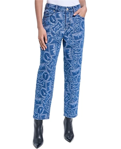 Karl Lagerfeld Paris Women's Printed Denim Pants