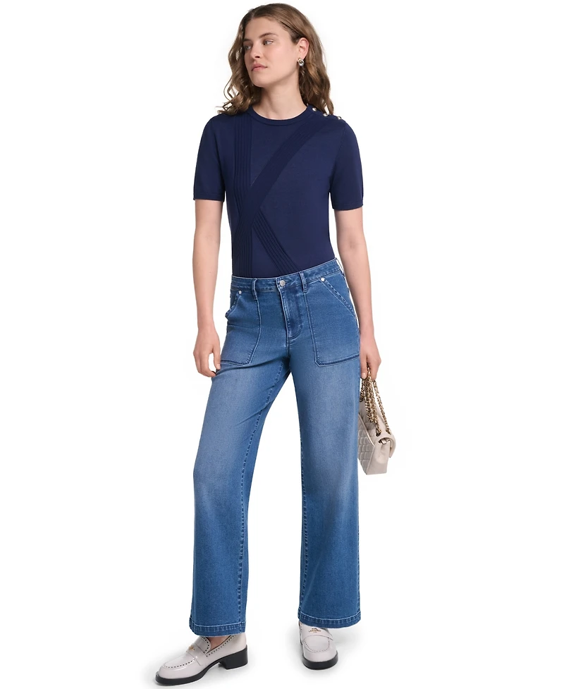 Karl Lagerfeld Paris Women's Crewneck Short-Sleeve Sweater