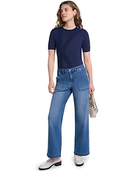 Karl Lagerfeld Paris Women's Crewneck Short-Sleeve Sweater