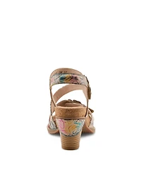 L'Artiste Women's Shesfab Embossed Leather Sandal with Soft Cork Comfort