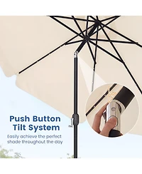 Sugift 10 feet Scalloped Solar Patio Umbrella with 24 Led Lights and Push Tilt