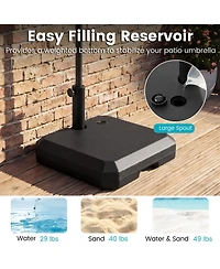 Sugift Half Patio Umbrella Base 48.5 lb Water and Sand Fillable Stand with Adapters