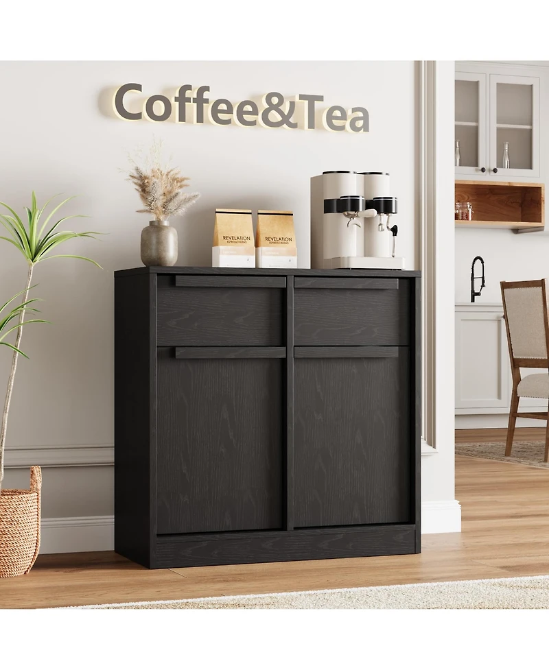 homfan Sideboard Buffet Cabinet with 2 Drawers 31.5" Large Coffee Cabinet with Storage, Modern Buffet Table for Kitchen, Dining Room or Living Room
