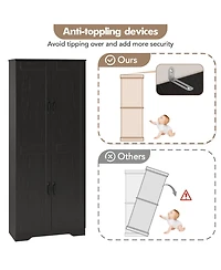 homfan Kitchen Pantry Cabinet 60" Tall Freestanding Storage Cupboard with 2 Doors and Adjustable Shelves for Dining Room or Living Room