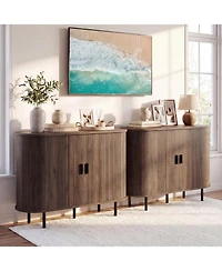 Costway 47" Fluted Sideboard Buffet Cabinet Coffee Bar Console Table with Metal Legs