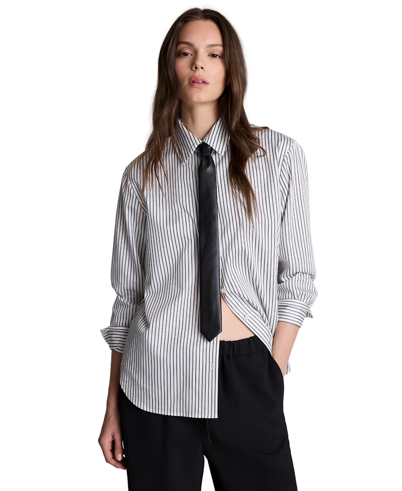 Kenneth Cole Women's Tie & Boyfriend Button-Down Shirt