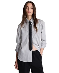 Kenneth Cole Women's Tie & Boyfriend Button-Down Shirt