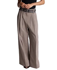 Kenneth Cole Women's High-Rise Double-Belt Pleated Wide-Leg Pants