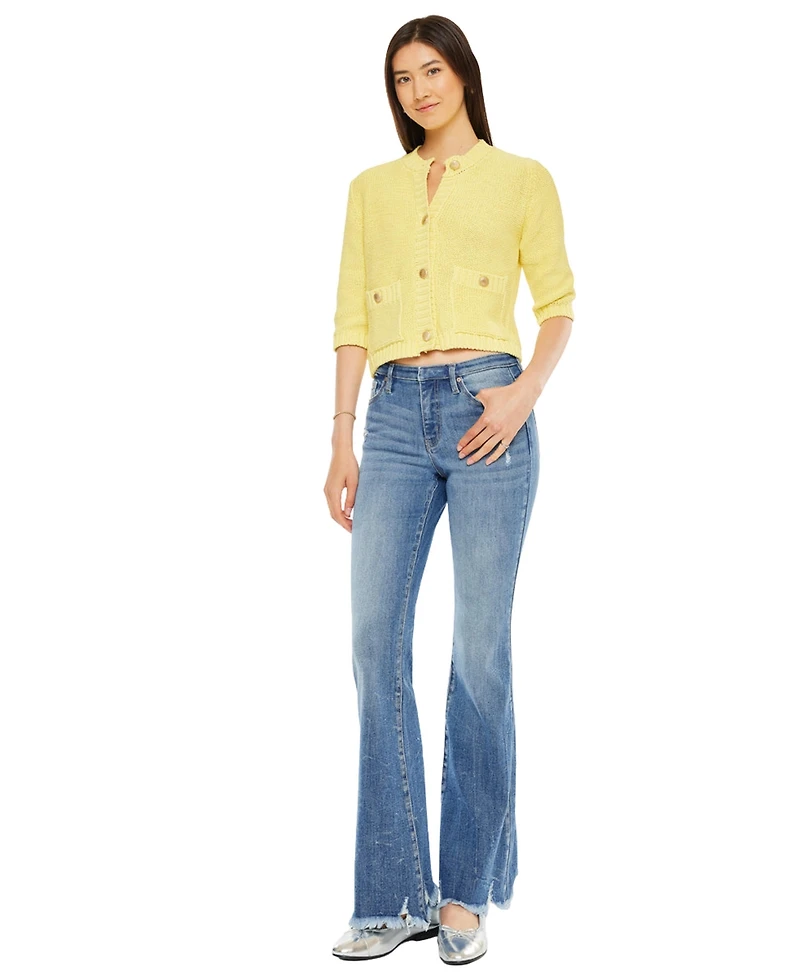 KanCan Women's Jennie Mid Rise Wide-Leg Jeans