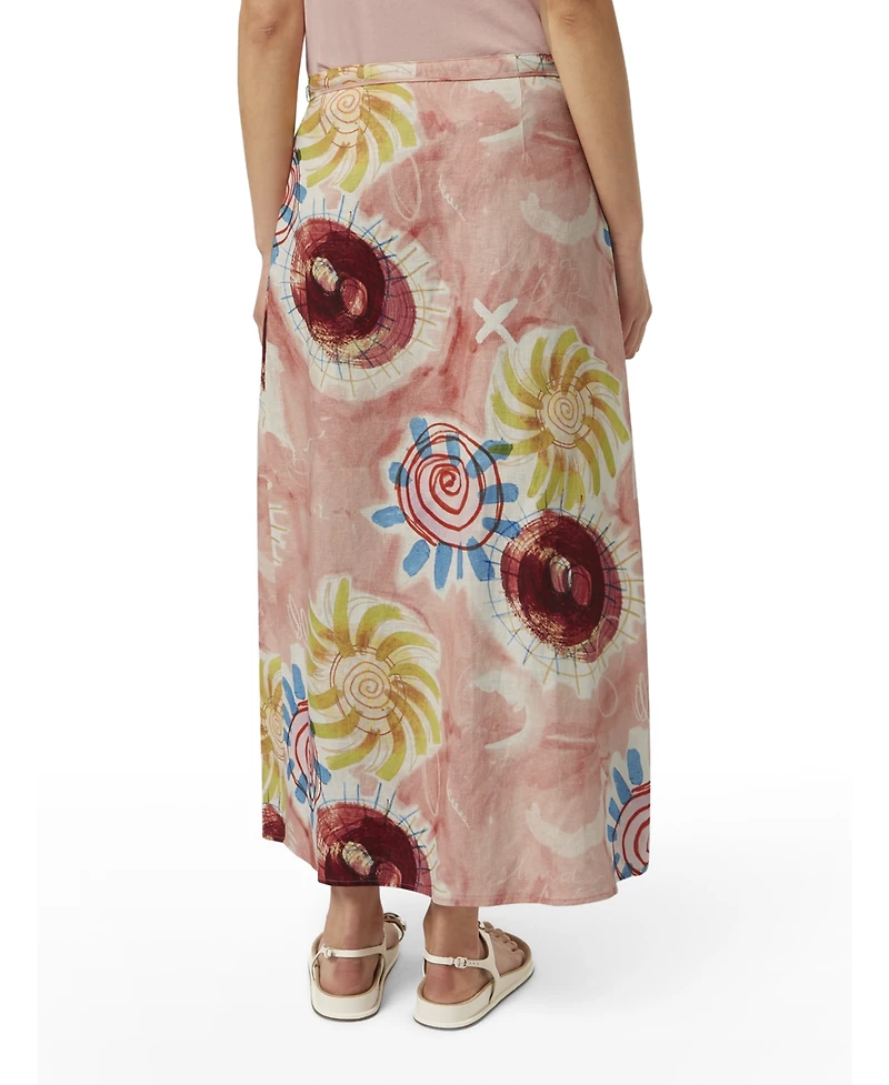 Scotch & Soda Women's Linen Blend Printed Wrap Skirt
