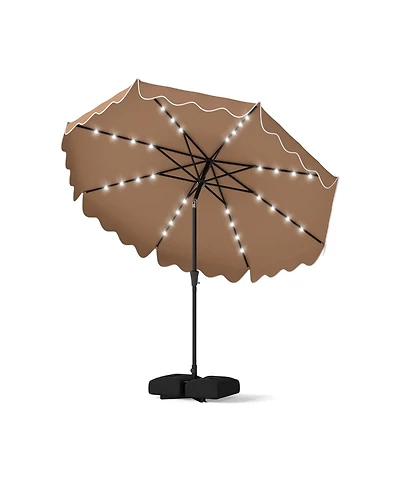 Sugift 10 Feet Outdoor Patio Umbrella with Solar Led Lights and Weighted Sandbag Base